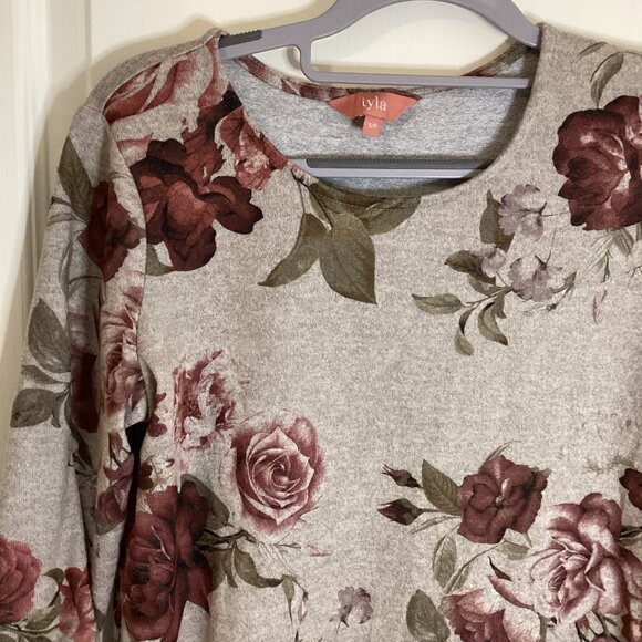 Iyla Women's 3/4 Sleeve Top Sweater Size S/P Floral Casual Roses Earthy Tones - Picture 3 of 6